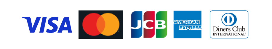 VISA、Mastercard、JCB、American Express、Diners Club
